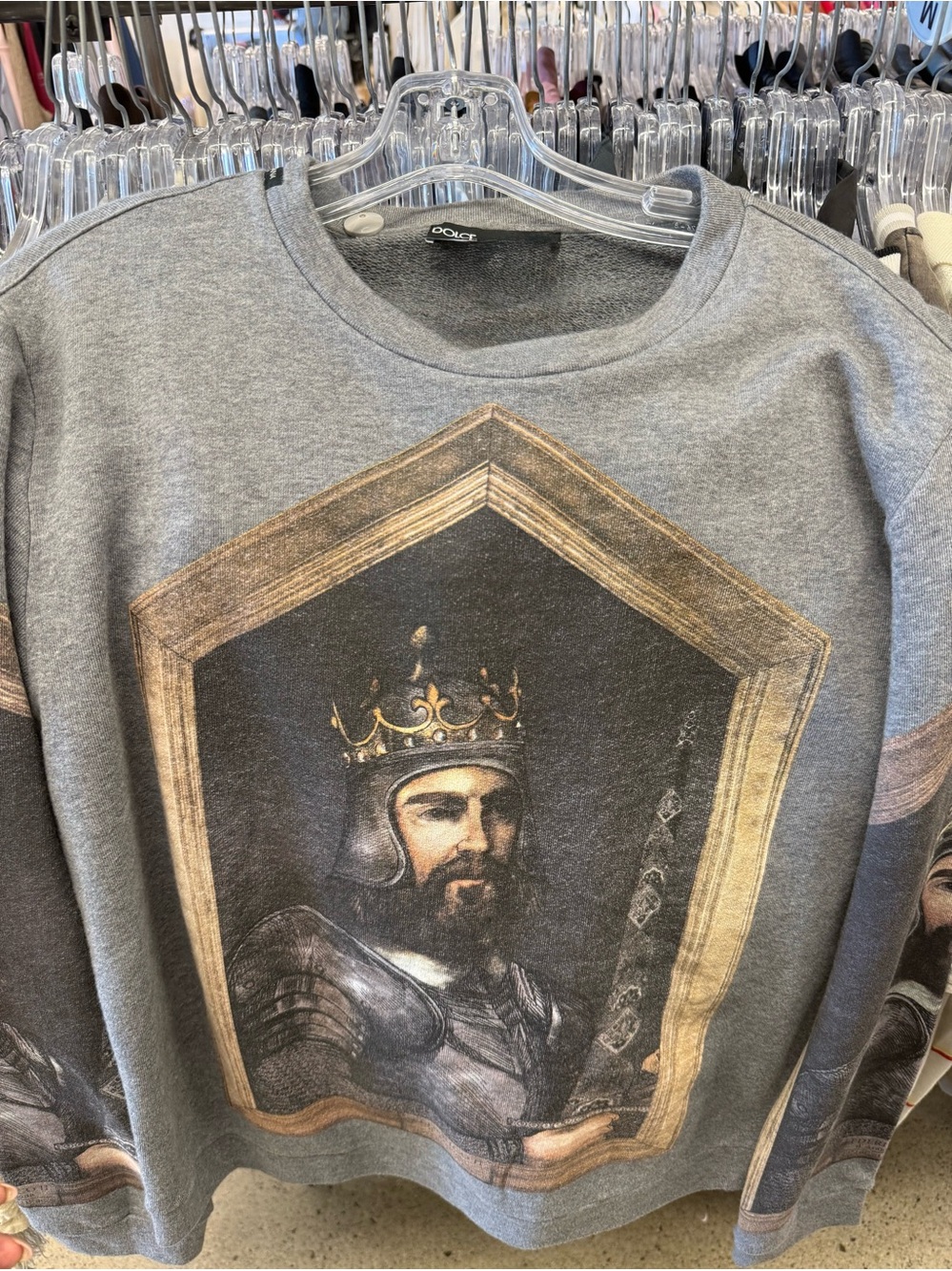 Dolce & Gabbana Gray Crewneck  with Regal King Graphic